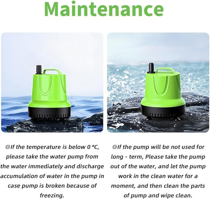 FREESEA Fountain Submersible Water Pump: 160 GPH 12W Small Sump Pump for Outdoor Pond Hydroponic Statuary Waterfall Aquarium Fish Tank