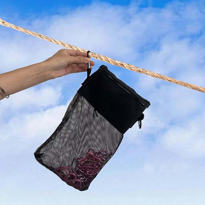 Mesh Clothespin Bag with Drawstring, Hanging Laundry Pin Storage Organizer