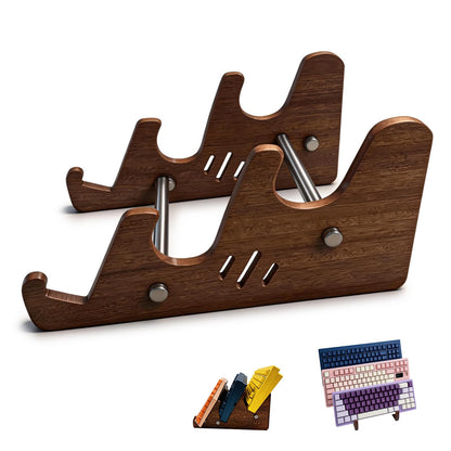 UULENNYM Keyboard Display Stand, Keyboard Display – Three-Layer Wooden Mechanical Keyboards Stand, Stable Desktop Organizer for Keyboards & Accessories, Space-Saving Design
