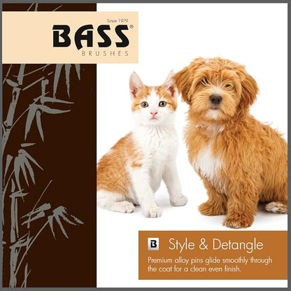 Bass Brushes | Style & Detangle Pet Brush | Alloy Pin | Bamboo Handle | Large Oval | Striped Finish | Model A10-SB