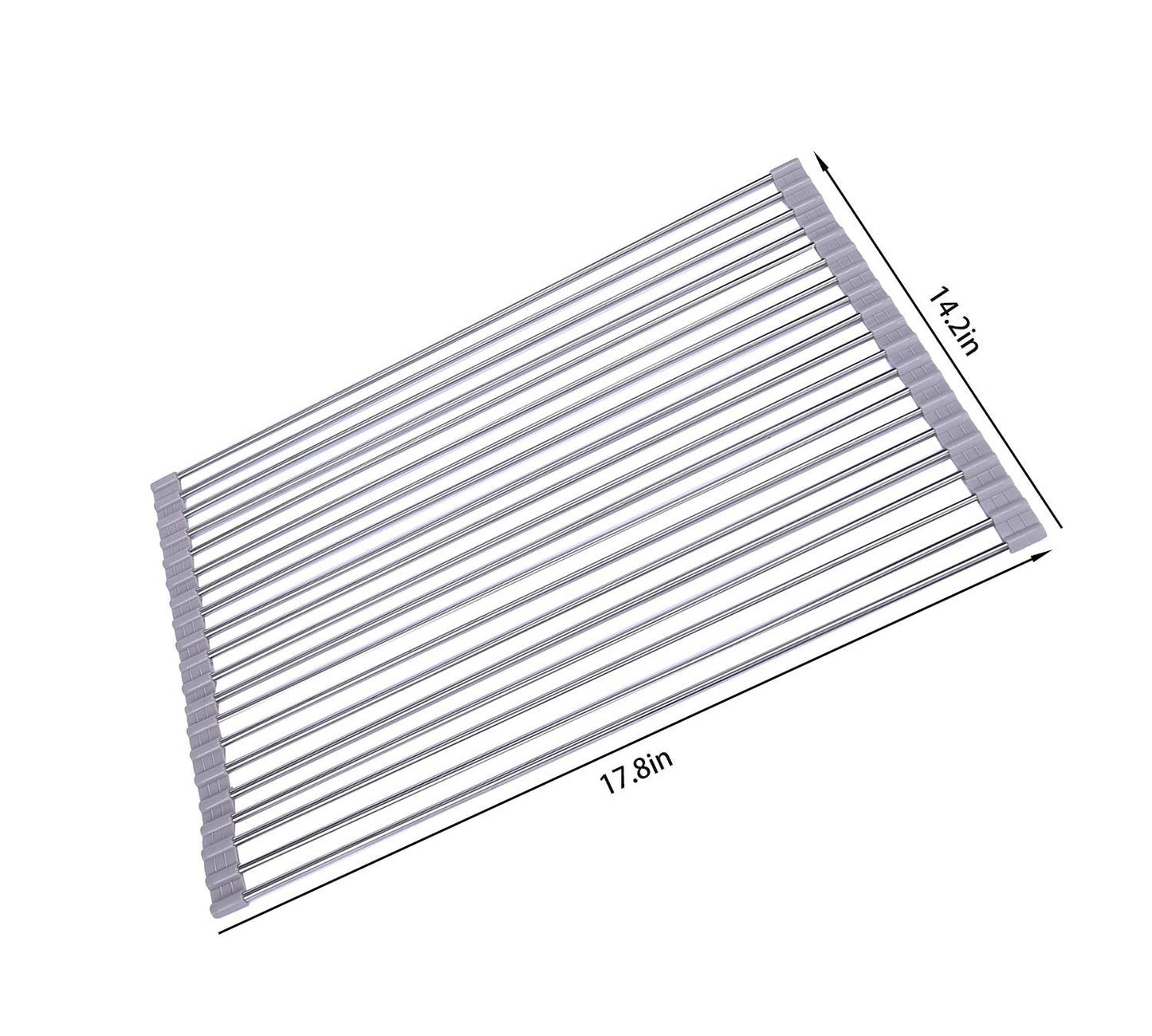 Ahyuan Roll up Dish Drying Rack Over The Sink Kitchen Roll up Sink Drying Rack Portable Dish Drainer Foldable Dish Drying Rack (Warm Gray, 17.8''X17'')