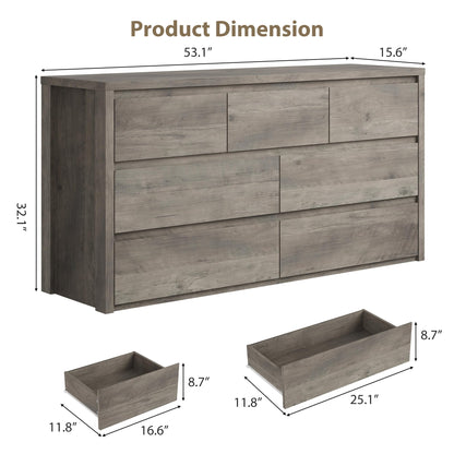 GarveeHome 7 Drawer Dresser for Bedroom, Wide Modern Chest of Drawers, Large Wood Dresser Wooden Storage Organizer for Living Room, Hallway Entryway