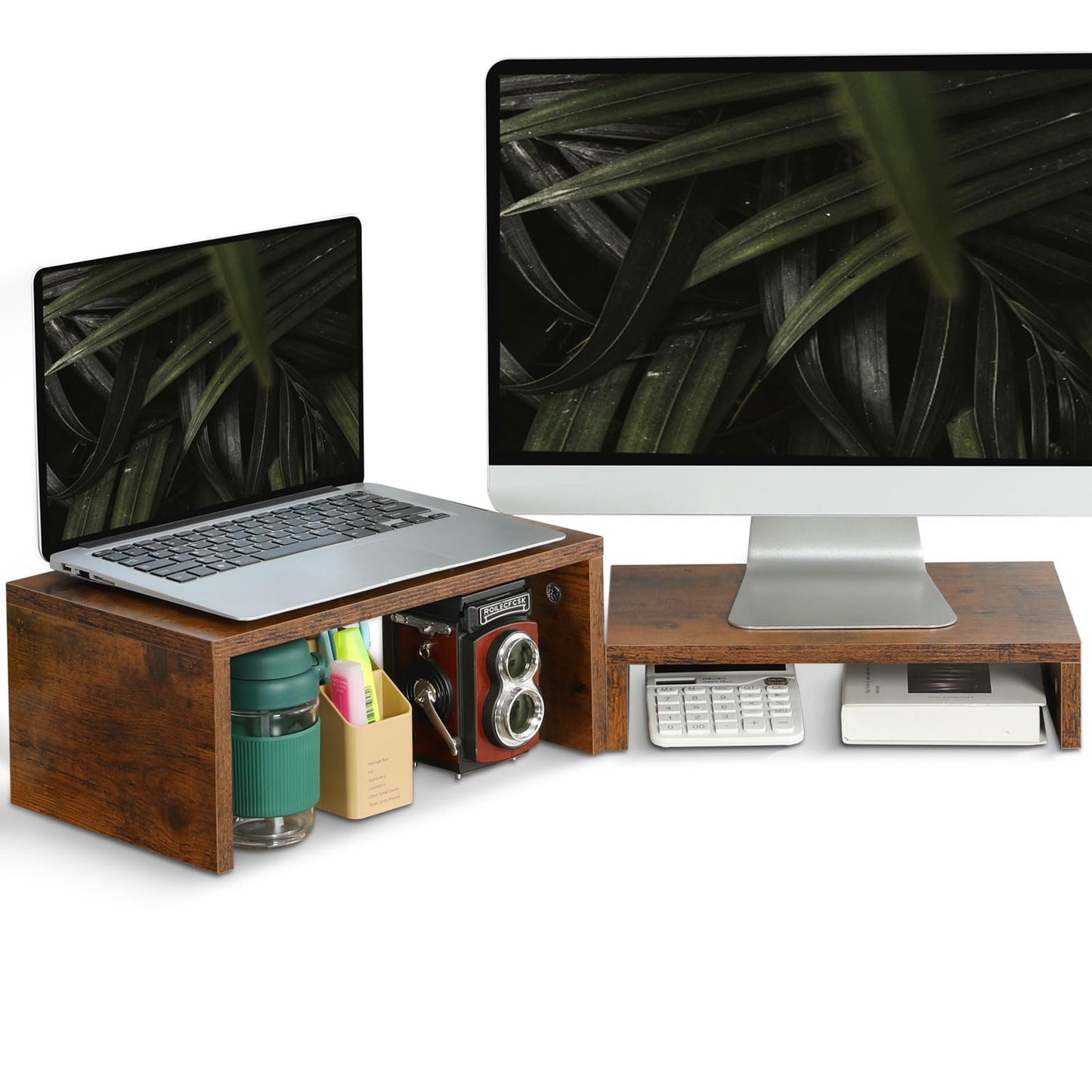 TEAMIX 14.2 inch + Riser-6.7 inch Monitor Stand TV/Screen/PC/Laptop Riser Computer Stand Desktop Shelf.