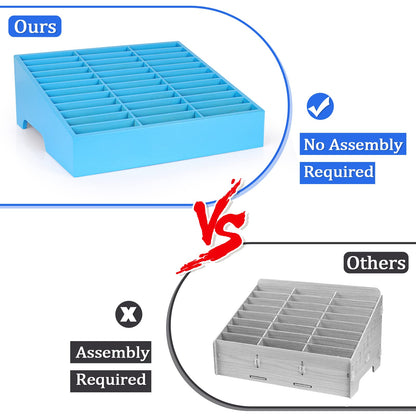 Ozzptuu 36-Grid Wooden Cell Phone Holder Desktop Organizer Storage Box for Classroom Office (Blue 36-Grid)