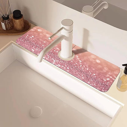 Abstract Pink Glitter Diamond Sink Faucet Absorbing Mat Sink Splash Guard
