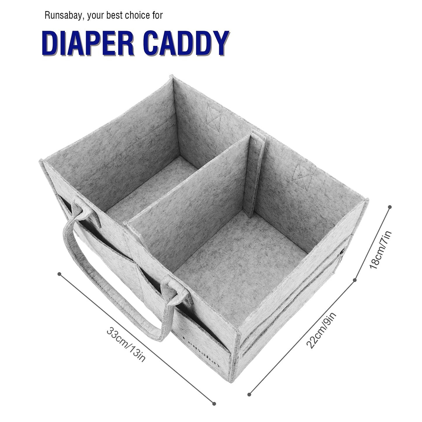 Runsabay Baby Diaper Caddy Organizer, Portable Baby Essentials Storage Basket Bin for Changing Table,Car Shower Basket for Newborn Boy and Girl, Best Shower Gift for New Mom