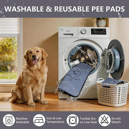 2 Pack Washable Pee Pads for Dogs 24"x36", Reusable Training Puppypads Absorbency Non-Slip & Leak-Proof for Pet Whelping Box Playpen Crate Sofa Bed Floors (Gray)