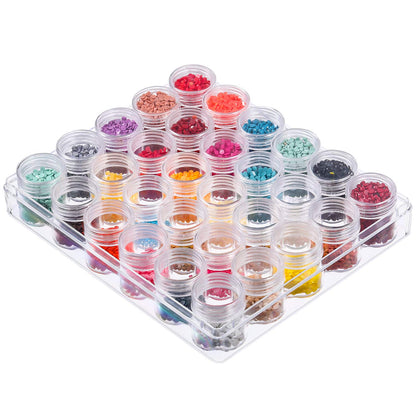 Blulu 30 Grids Bead Organizer Bead Containers Diamond Art Painting Storage with Lid Clear Plastic Small Storage Jars Diamond Painting Accessory Box for DIY Craft Jewelry Seeds(1.15 x 1 Inch)