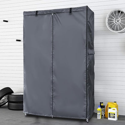 Waterproof Shelf Cover,600D Heavy Duty Dustproof Storage Wire Rack Covers,Outdoor Shelving Covers for Wire Shelves with Zipper 48''x24''x72'',Clear Front.