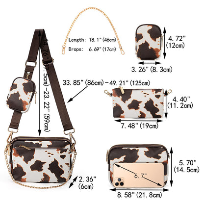 UTO Small Crossbody Bags for Women 3 in 1 Trendy Belt Purse Fashion Designer Mini Cute Sling Fanny Chest Pack