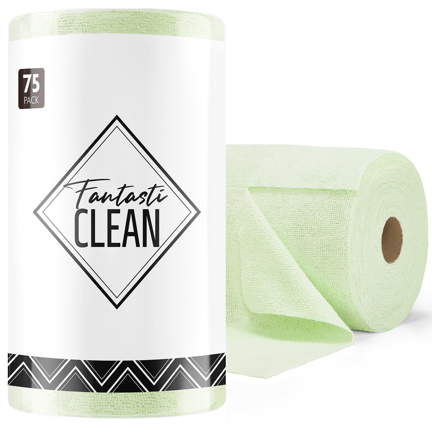 Fantasticlean Microfiber Cleaning Cloth Roll -150 Pack, Tear Away Microfiber Towels, 12" x 12", Reusable, Washable, Ultra Absorbent Dishcloth for Home Supplies, Car, Pet, Kitchen (2 Rolls of Grey)