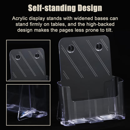 xydstay Acrylic Brochure Holder 8.5x11 Inches Slant Back Design, Clear Display Stand, Plastic Table Stand Sign Holder,Pamphlet Holder Flyer Holder, Acrylic Display Stand, Acrylic Table Signs Plastic Paper Holder for Office, Home, Store, 4 Pack