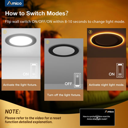 Amico 12 Pack 6 Inch 5CCT LED Recessed Ceiling Light with Night Light, 2700K/3000K/3500K/4000K/5000K Selectable Ultra-Thin Lighting, 12W=110W, 1100LM, Dimmable Canless Wafer Downlight ETL&FCC