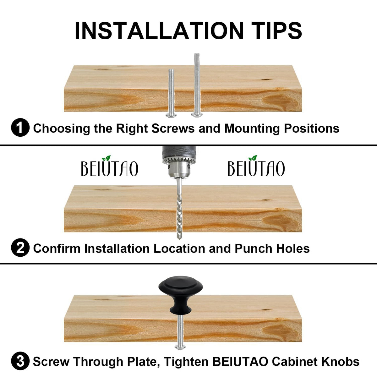 BEIUTAO 35 Pack Cabinet Knobs 1-1/4 Inch (30mm), Matte Black Round Drawer Knobs, Stainless Steel Top & Zinc Alloy Base Kitchen Cabinet Hardware for Dresser, Bathroom Cabinets (Screws Included)