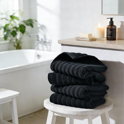 Jacquotha 4-Pack Bathroom Hand Towels Ribbed – Guest Room & Spa Premium Cotton