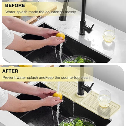 Faucet Mat for Kitchen Sink – Adjustable Silicone Sink Splash Guard