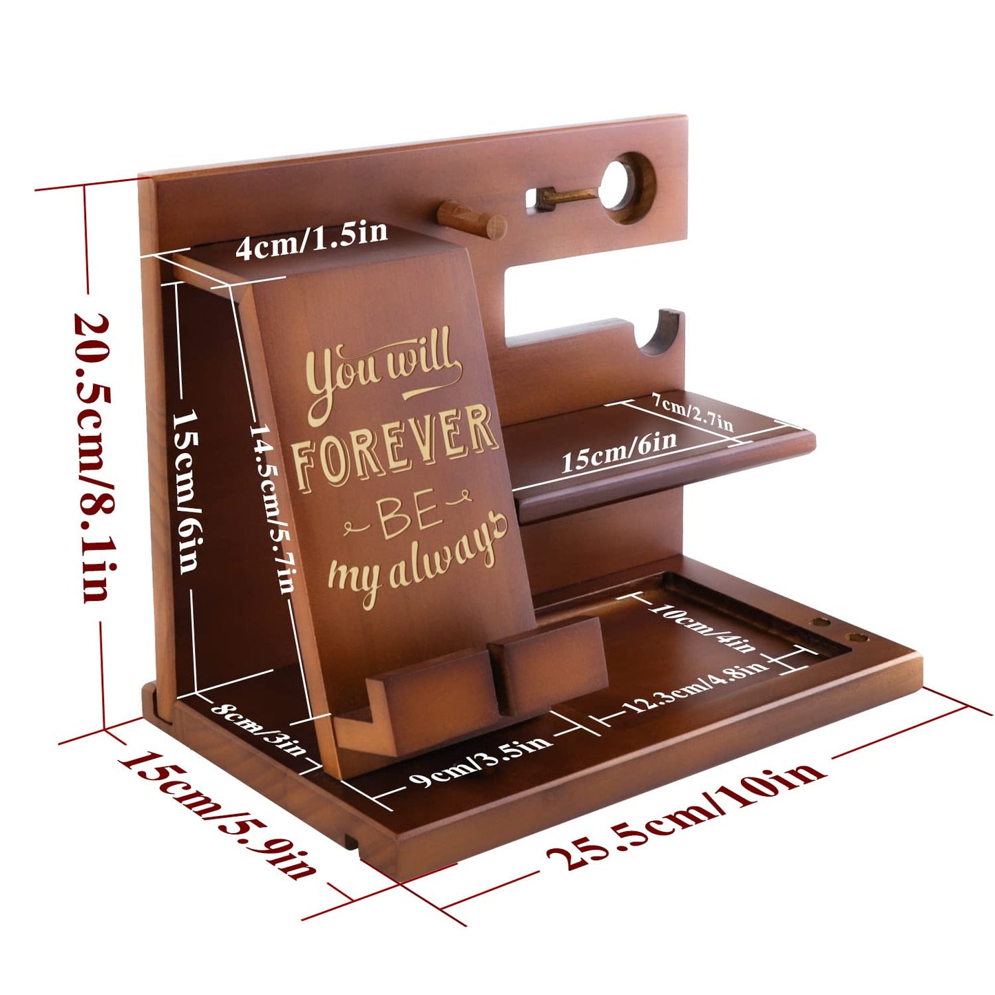 awofer Wood Docking Station For Men Personalized Gifts For Man Wooden Gifts For Husband Him Boyfriend Mens Anniversary Valentines Christmas Birthday Gift Engraved Phone Nightstand Organizer