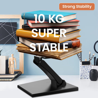 Jakeko Lay Flat Low Profile Monitor Stand - for 14-24" Screens Ergonomic Adjustable Desktop Mount with 100x100mm Compatibility - Steel
