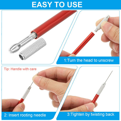 PATIKIL Doll Hair Rooting Holders Kit, 0.8mm Doll Hair Rerooting Knitting Needles with Wood Awls Crochet Hooks Doll Wig Tool for Doll Hair Making Supplies DIY Crafts, Blue