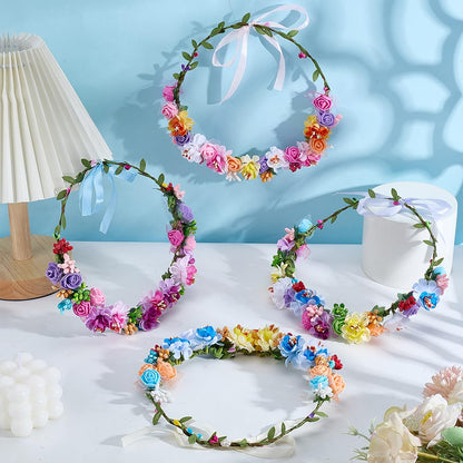 INFUNLY 30Set DIY Flower Crowns Making Kit Rose Wedding Wreath with Instruction Berry Plum Blossom Hanging Floral Garland Kits Make Your Own Flower Headbands Bracelets Kit for Women Wedding Gift Decor