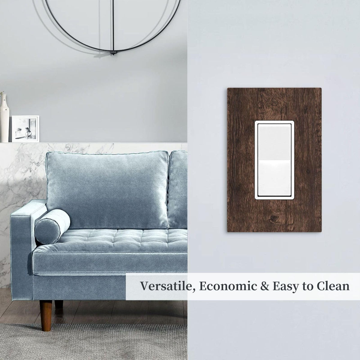 WMHUSU Decorative Outlet Covers Rustic Dark Brown Wood Grain Farmhouse Cabin 1 Gang Single Decora GFCI Device Light Switch Covers Plate 1 Rocker Wall Plate Jumbo Switch Cover Plate (2 Pack)