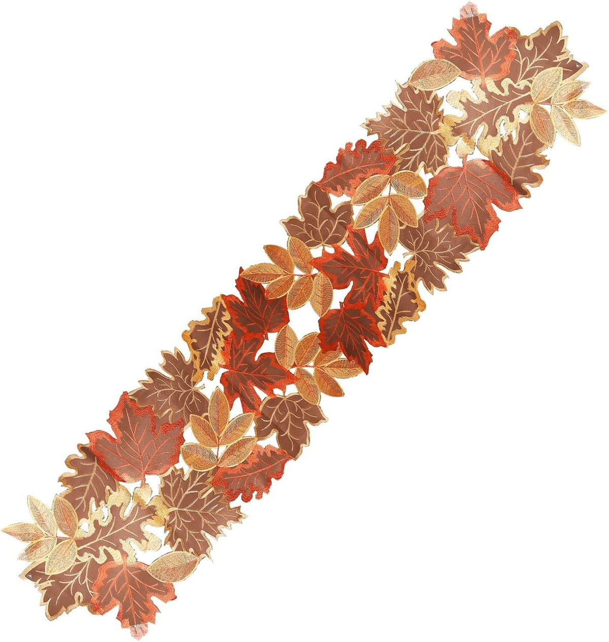 Fall Table Runner Embroidered Leaves Fall Table Cover Autumn Harvest Table Runner for Home Decorations Dining Table Decoration Halloween Thanksgiving Christmas 13”W x 70” L