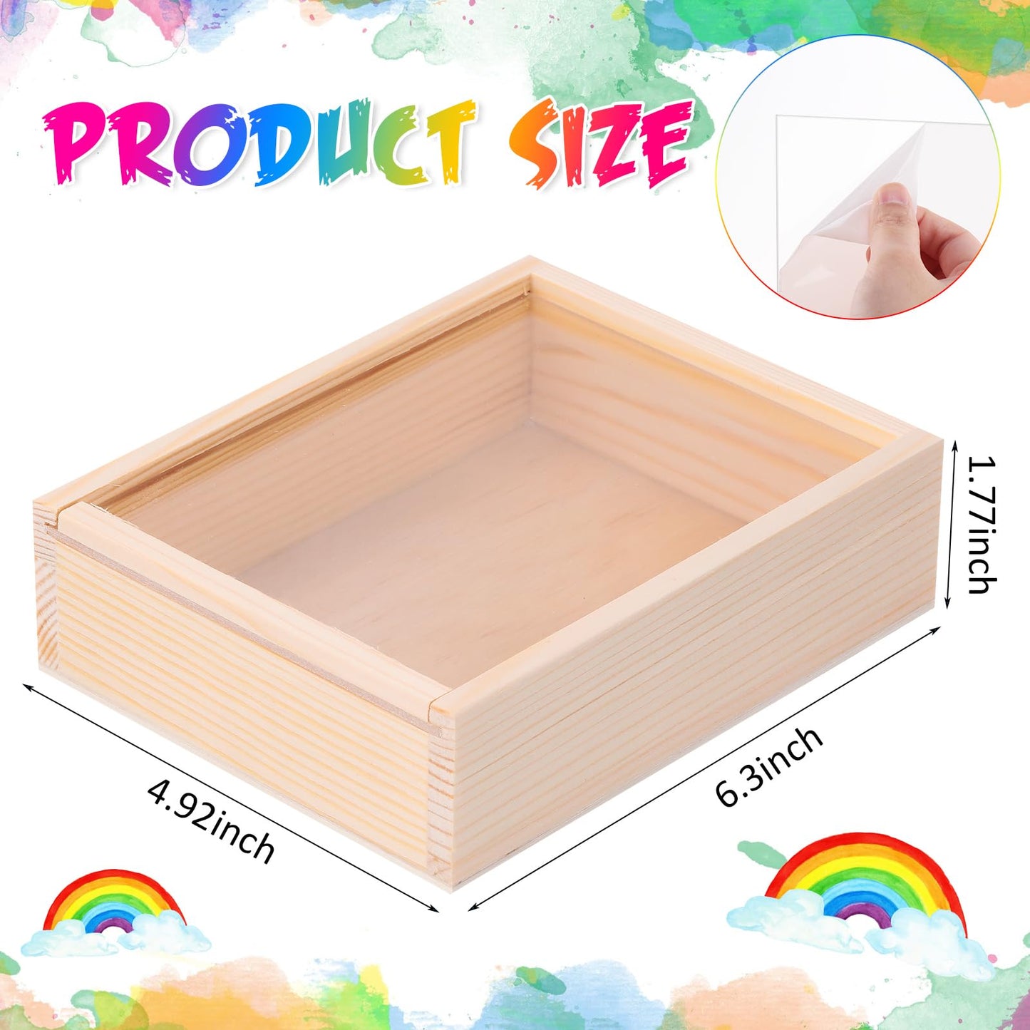 Thyle 48 Pcs Unfinished Wood Display Boxes with Acrylic Lids 6.3 x 4.9 x 1.8 Inch Unfinished Wood Boxes Crafts Gift for Flower DIY Wedding Party Favor Supplies