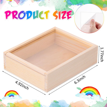 Thyle 48 Pcs Unfinished Wood Display Boxes with Acrylic Lids 6.3 x 4.9 x 1.8 Inch Unfinished Wood Boxes Crafts Gift for Flower DIY Wedding Party Favor Supplies
