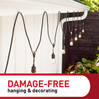 Command Outdoor Light Clips, 20 Clear Clips and 24 Command Strips, Damage Free Hanging Outdoor Light Clips with Weather Resistant Strips, Wall Clips for Hanging Outdoor Lights and Cable Management