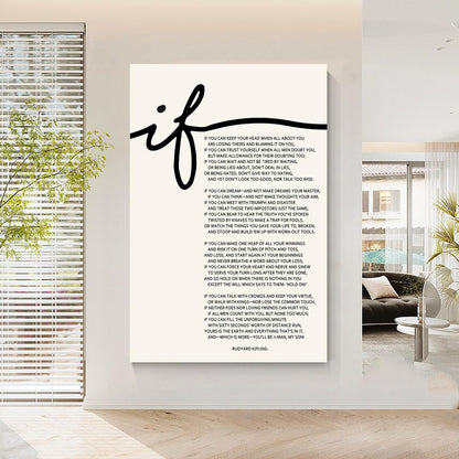 Mokihidream If Poem Inspirational Framed Canvas Print Wall Art If Poem by Rudyard Kipling Motivational Poetry Wall Decor If Poster Font Quote If Kipling Home Office Inspirational Literature Art