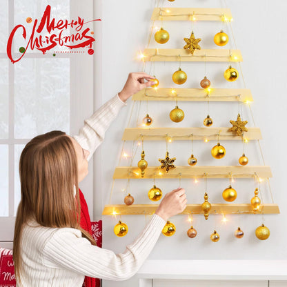 VAIPI 60 in Wall Hanging Christmas Tree with Lighted Christmas Wall Decor Wooden Flat Hanging Xmas Tree for Holiday 60'' x 30''