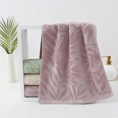 Pidada Hand Towels Set of 4 Leaf Pattern 100% Cotton Absorbent Soft Decorative