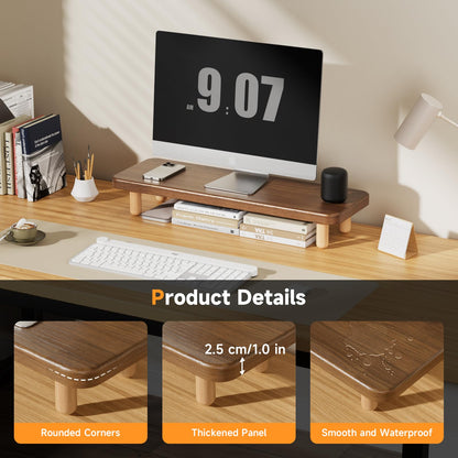 NestNeat Monitor Stand Riser, 24 Inch Wood Desk Organizer with Monitor Stand & Storage Computer Monitor and Laptop Riser Multifunctional Laptop Stand Desk Organizer for Office Home Screen/Laptop/PC (Walnut)