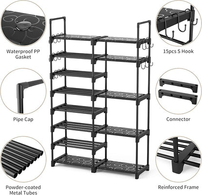 ROJASOP Shoe Rack Organizer, 8-Tier Metal Shoe Rack