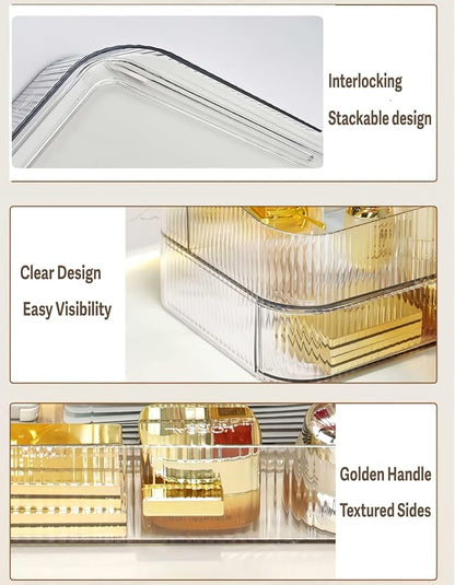 Stackable Clear Plastic Organizer Drawer | Organize Eyeshadow Palettes, Cosmetics, and Beauty Supplies on a Vanity