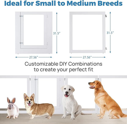 Heavy Duty Clear Acrylic Dog Playpen for Small/Medium Pets – 32" High Clear Pet Pen with Sturdy Metal Frame, Walk-in Kennel, Expandable Indoor & Outdoor Pet Play Yard