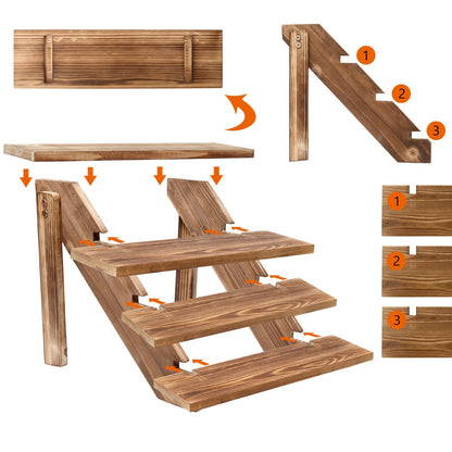 SwallowLiving Wooden Rustic Cupcake Stand for 24 Cupcakes, Stepped Wood Display Stand for Weddings, Tiered Party Table Display Riser for Food , Dessert, Cookie, Decor, Craft Show, Burnt