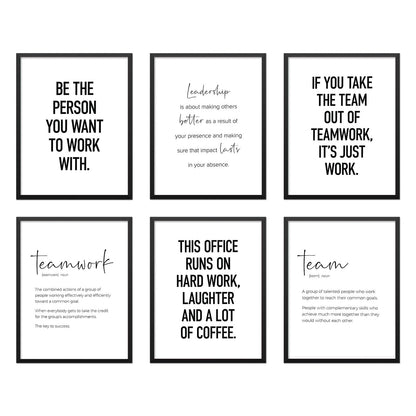 Modern Office Wall Art Motivational Posters Set of 6 Office Decor for Women Funny Team Posters Teamwork Inspirational Wall Art Positive Modern Decor Poster Canvas Print Unframed