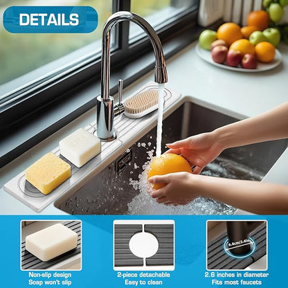 White 23.6" Rectangle Diatomite Stone Faucet Mat