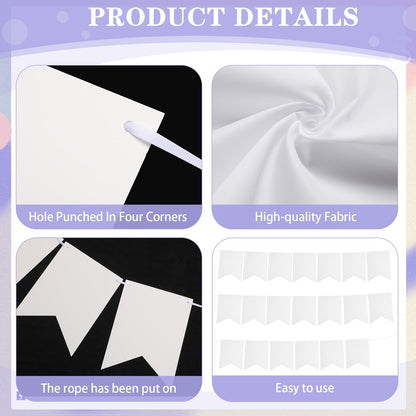 21 Pcs Large Blank Sublimation Banners Oxford Burlap Cloth Banner 20 Pcs DIY Flags with Hanging Ropes For Birthday Wedding Party Decoration Indoor Outdoor((White Oxford cloth)