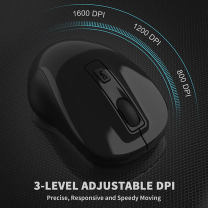 LeadsaiL Wireless Computer Mouse, 2.4G Portable Slim Cordless Mouse Less Noise for Laptop Optical Mouse with 4 Buttons for Laptop, Desktop, MacBook