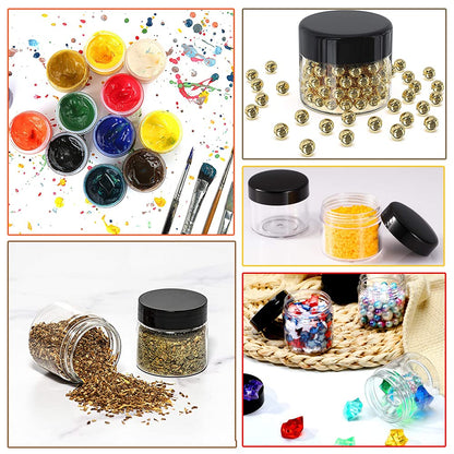 8 oz Plastic Containers with Lids + 2oz Small Containers with Lid (Set of 24) Plastic Jars with Lids Cosmetic Jar - for Lip Scrub, Body Butters, Cream, Slime, Craft Storage