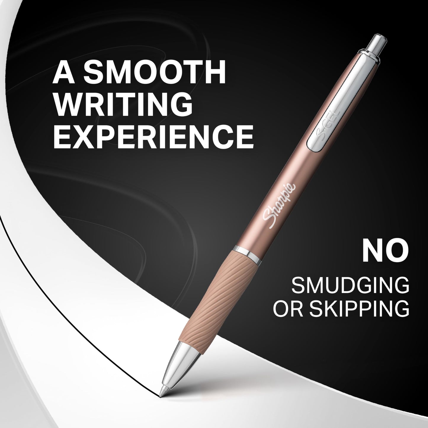 Sharpie S-Gel Gel Pens Sleek Metal Barrel Champagne Medium Point (0.7mm) Black Ink 4 Count