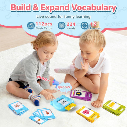 Talking Flash Cards for Toddler, Learning Montessori Toys with 224 Sight Words, Pocket Speech for Toddlers Therapy Toys, Children's Sensory Preschool Learning Educational Birthday