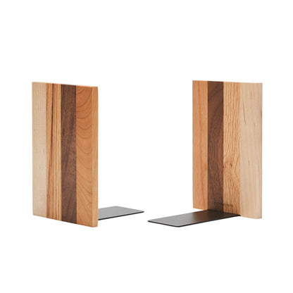 Pandapark Wood Decorative Bookends,Non-Skid Bookend for Shelves,Heavy Duty Bookends,Book Stand for Books/CDs,1 Pair