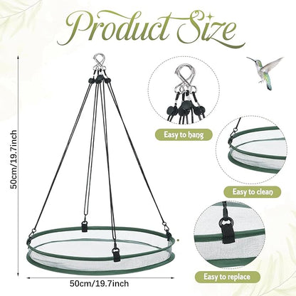 FoldTier 1 Pieces Universal Wild Bird Seed Catcher Hanging Hoop Platform Bird Seed Catcher Tray for Hummingbird Feeders Bee Feeder Outdoor Garden Accessories (20 Inch)