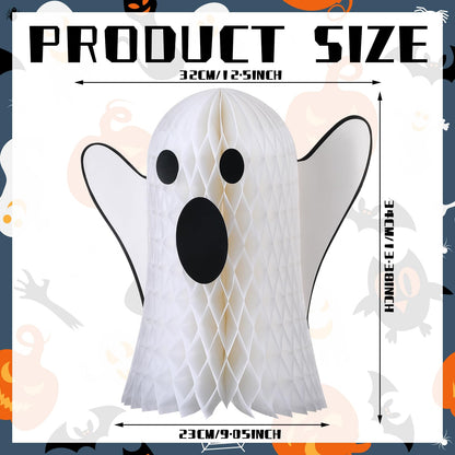 Bencailor 3 Pcs Ghost Table Decorations Christmas Honeycomb Decorations Ghost Table Centerpiece Halloween Christmas Party Decoration Topper for Party Home Room Desk Decor(White)