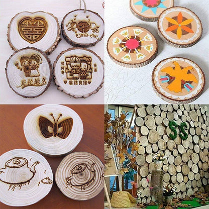 Unfinished Natural with Tree Bark Wood Slices 10 Pcs 4.2-4.7 inch Disc Coasters Wood Coaster Pieces Craft Wood kit Circles Crafts Christmas Ornaments DIY Crafts with Bark for Crafts Rustic Wedding