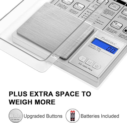 Fuzion Digital Pocket Scale .1 Gram Accuracy, 1000g Digital Gram Scales for Small Food, Jewelry, Herb, Spice, Coin - Weight Gram and Oz