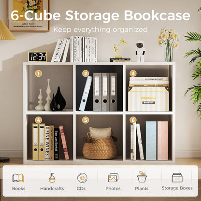 COMHOMA 6 Wood Cube Storage Organizer with Open Back and Removable Back Panels, 11In White Cube Storage Bookshelf, Cubicle Shelf Bookcase for Home Office Bedroom Living Room, Vertical or Horizontal